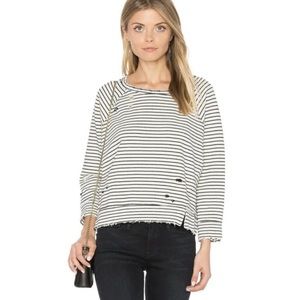 NWOT Mcguire Ski And Sea Destroyed Striped Raglan Sweatshirt